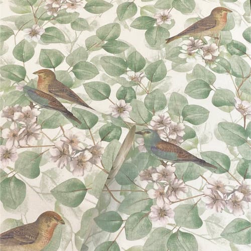 Birds & Blossoms Green