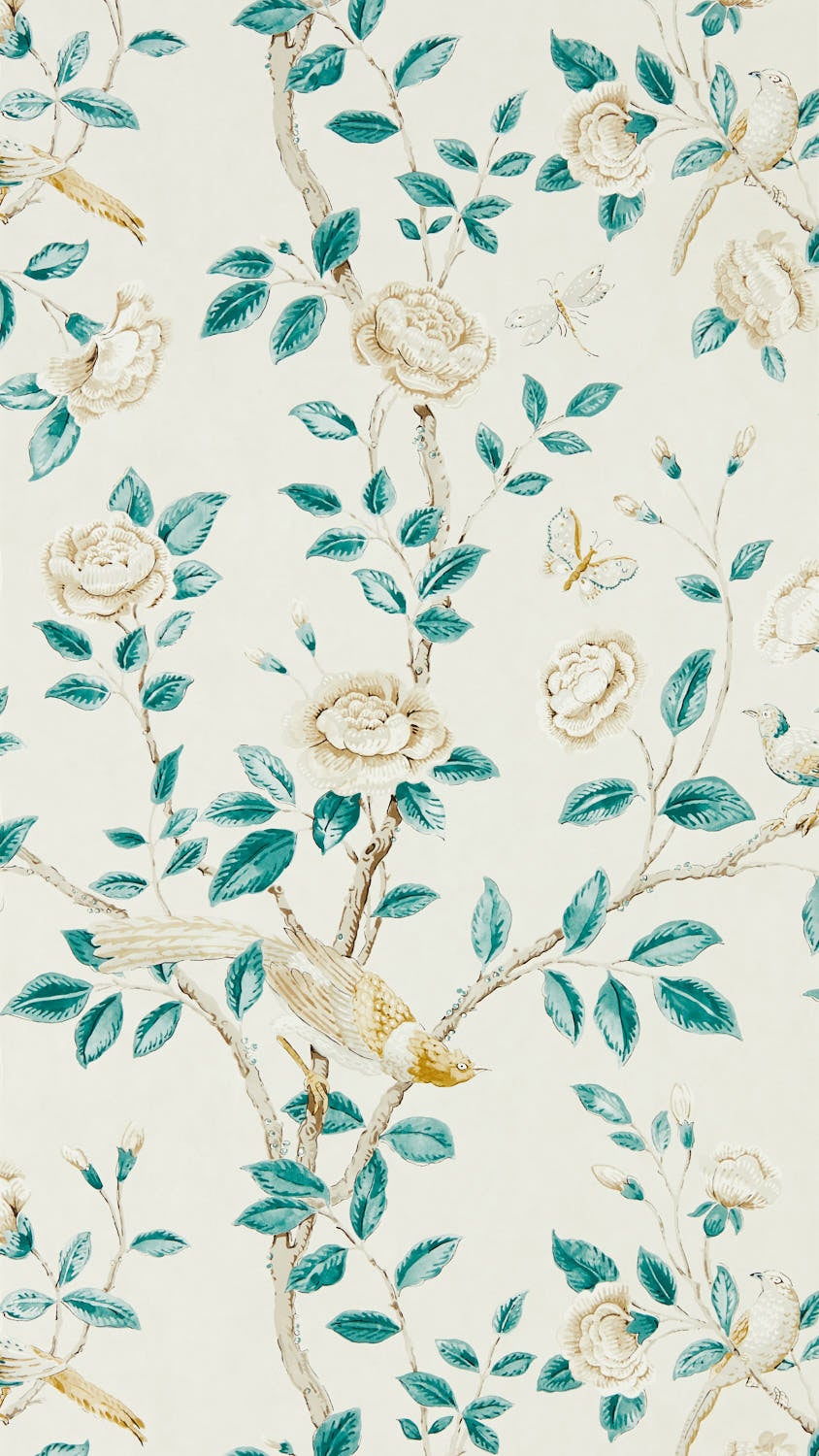 Sanderson - Andhara Teal/Cream Caspian Wallpapers