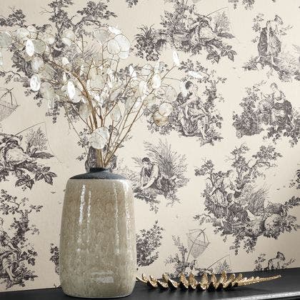 SCENE D'ÉTÉ NOIR FUSAIN LES BELLES TOILES DE JOUY