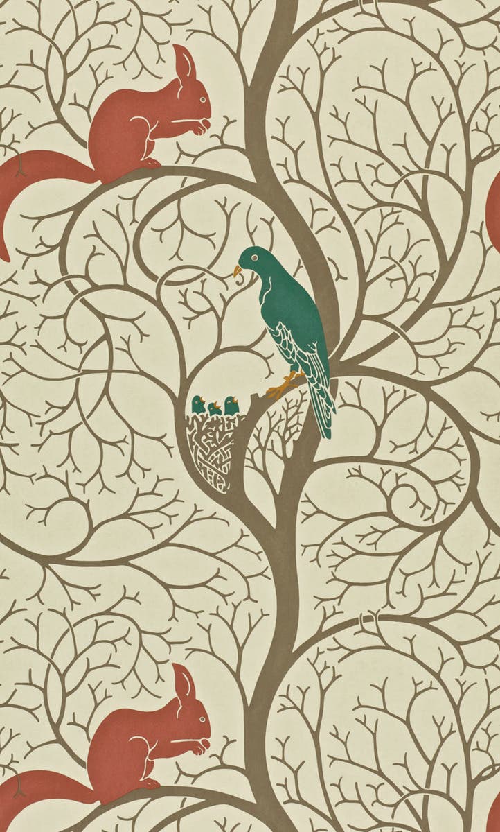 Squirrel & Dove Teal/Red Sanderson One Sixty Wallp