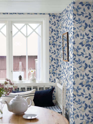 Boråstapeter - Citronträd - Blue & White