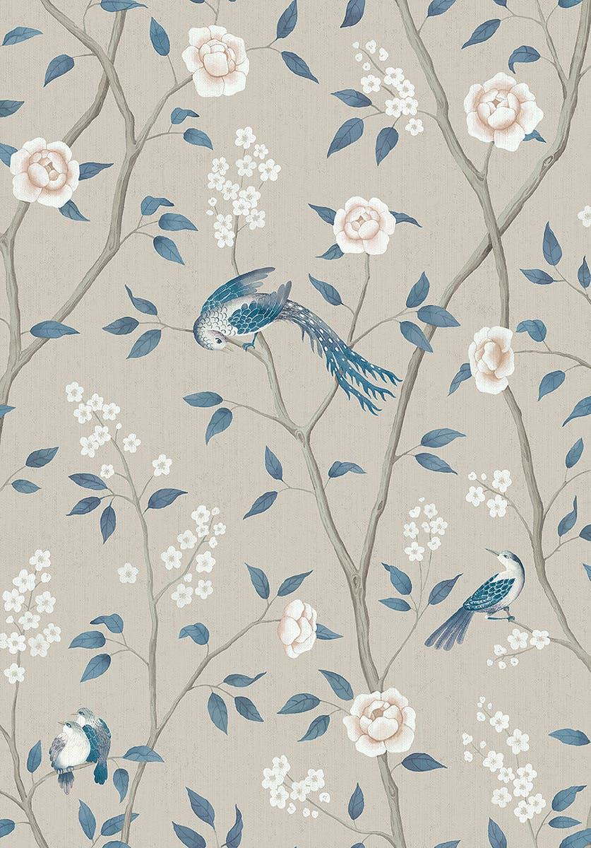 Paradise Birds - Blue & White
