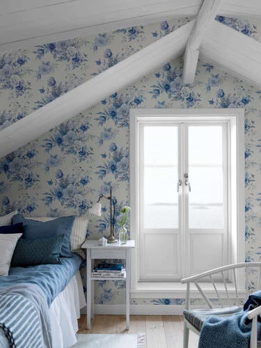 Boråstapeter - Floral Charm - Blue & White
