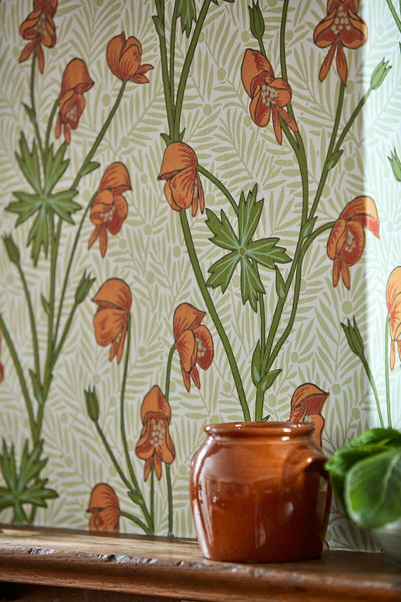 Monkshood Tangerine/Sage Bedford Park Wallpapers