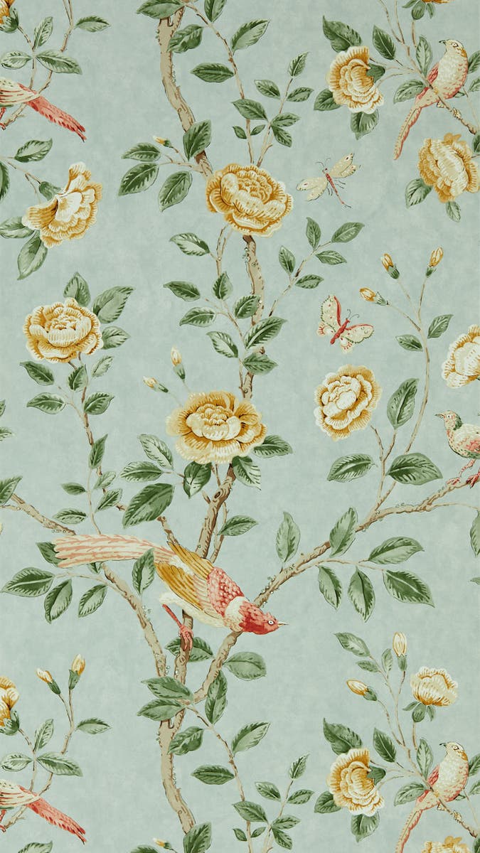 Sanderson - Andhara Sea Glass /Lemon Caspian Wallpapers