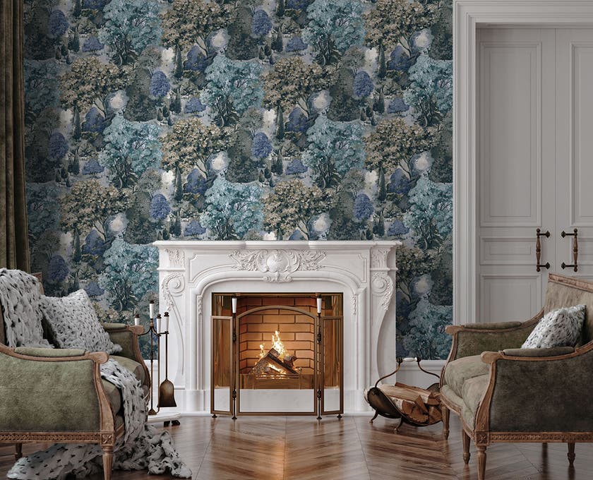 Intrade - Pinecrest Teal Green Tales of the Manor Tapet