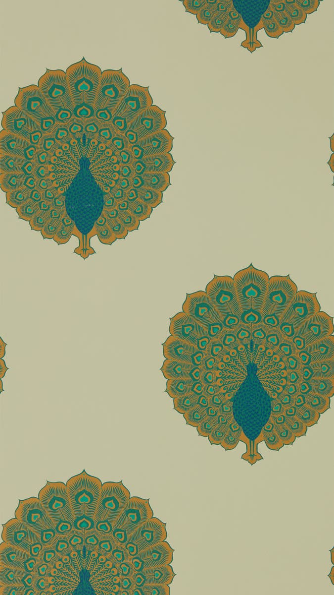 Sanderson - Kalapi Peacock Caspian Wallpapers