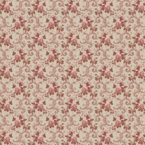 Lim & Handtryck - Hovdala blomma - Grå/Röd x112-30