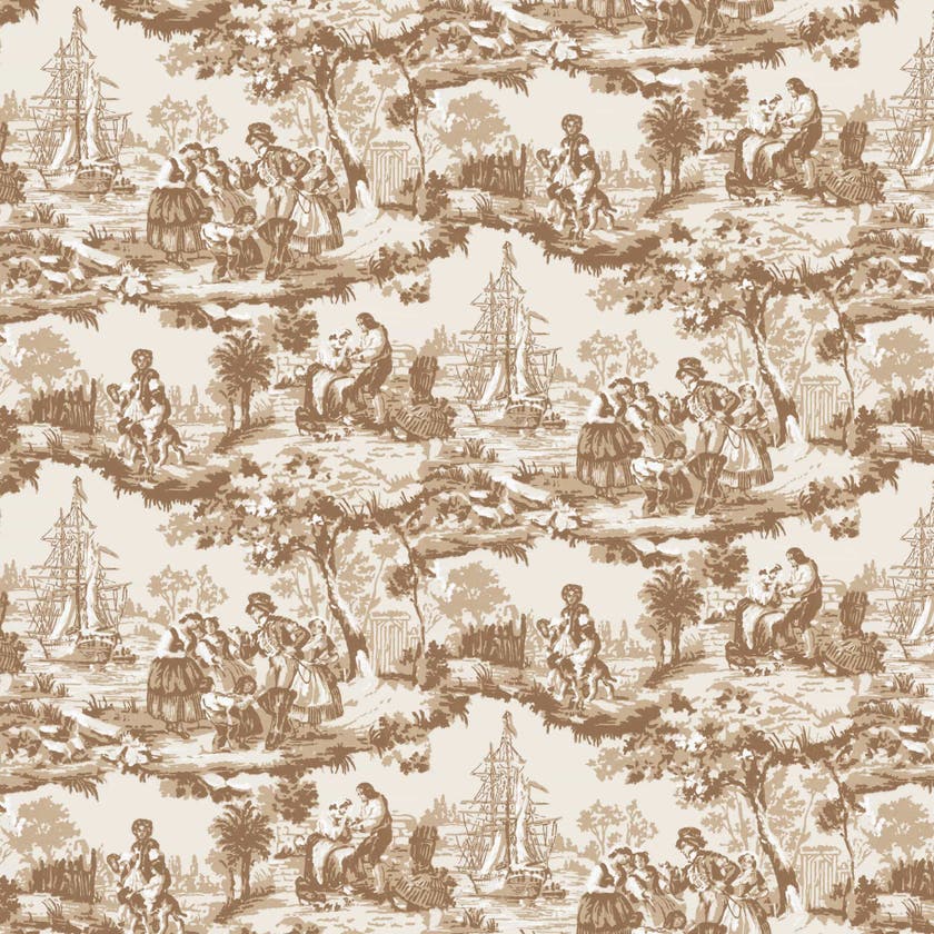 Lim & Handtryck - Skeppsmotiv - Brun x137-23