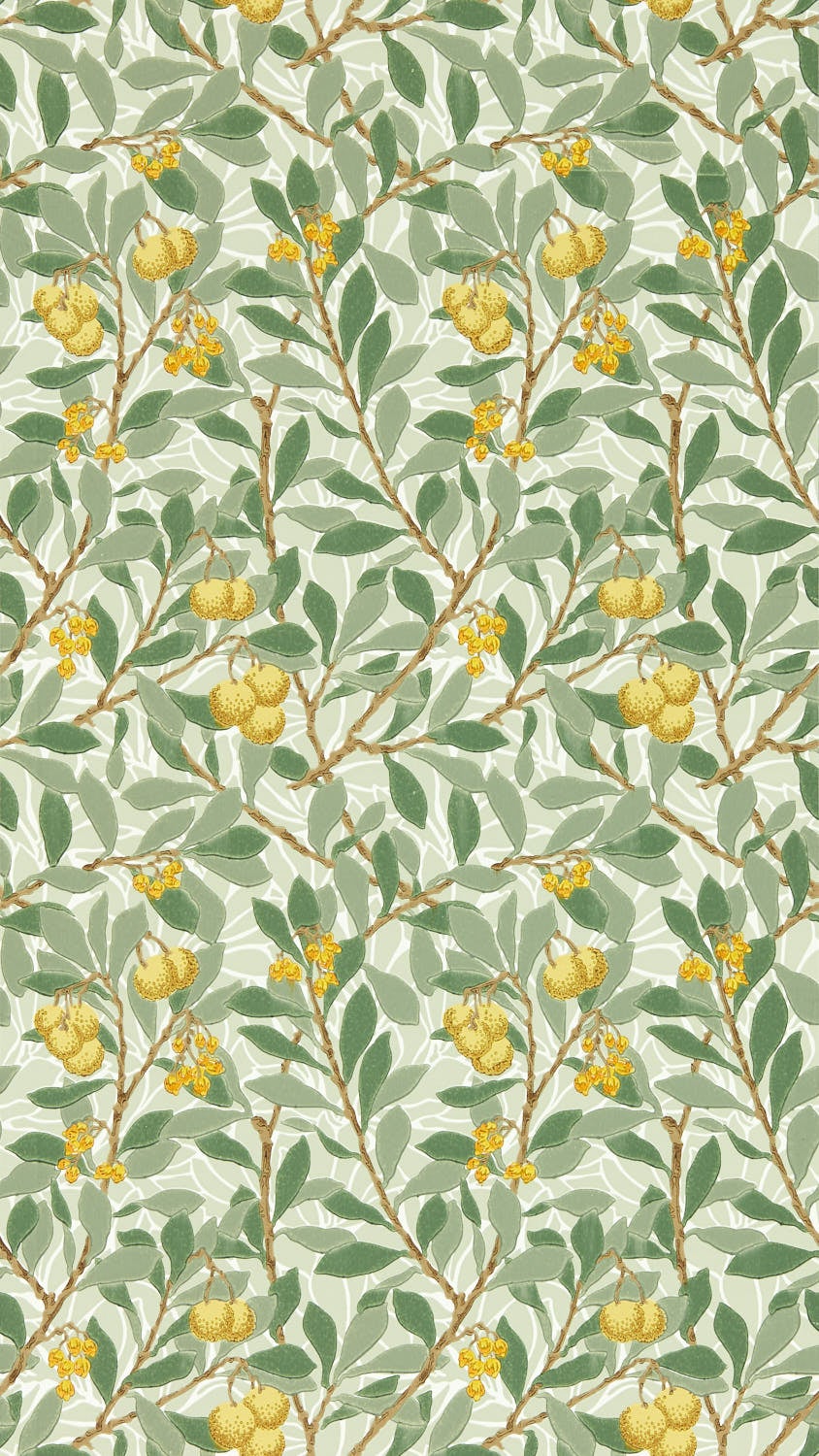 Morris & Co - Arbutus Sage/Lemon Morris and Friends Wallpa