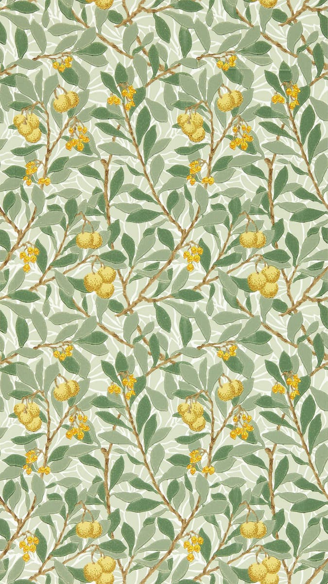 Morris & Co - Arbutus Sage/Lemon Morris and Friends Wallpa