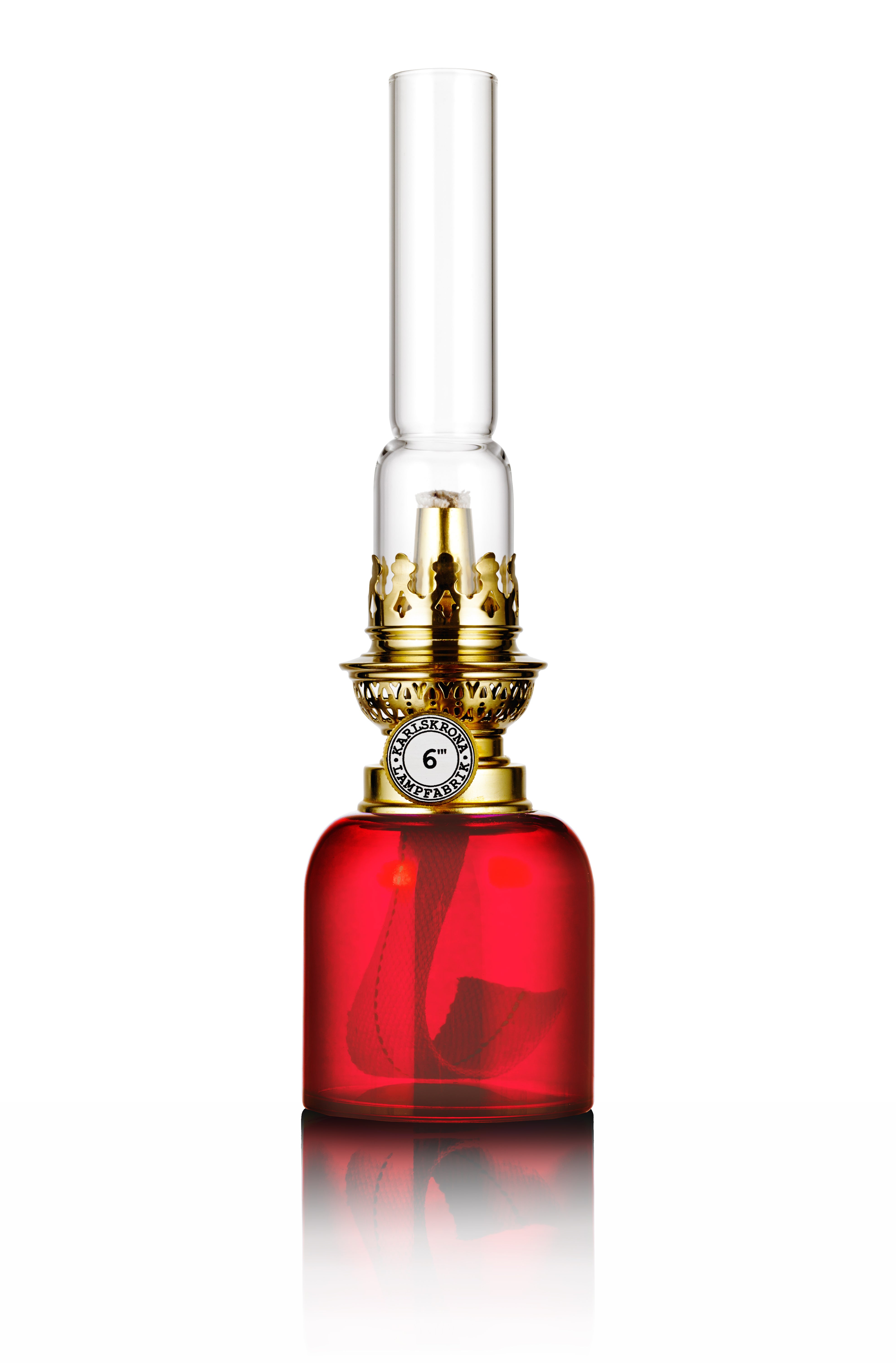 Koholmen Fotogenljusstake 24 cm - Rubinröd / Mässing