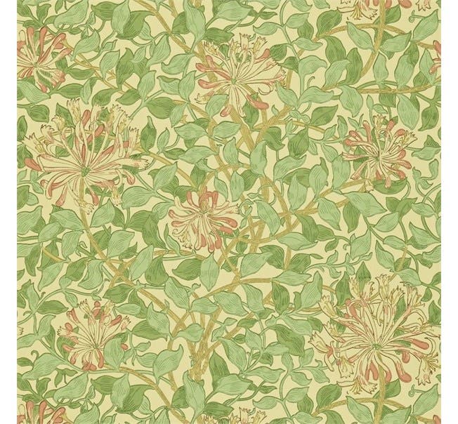 Honeysuckle Green/Beige/P Morris Wallpaper Compilat