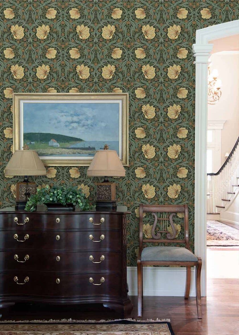 Peel & Stick Pimpernel Garden Meadow Green & Amber NW54204