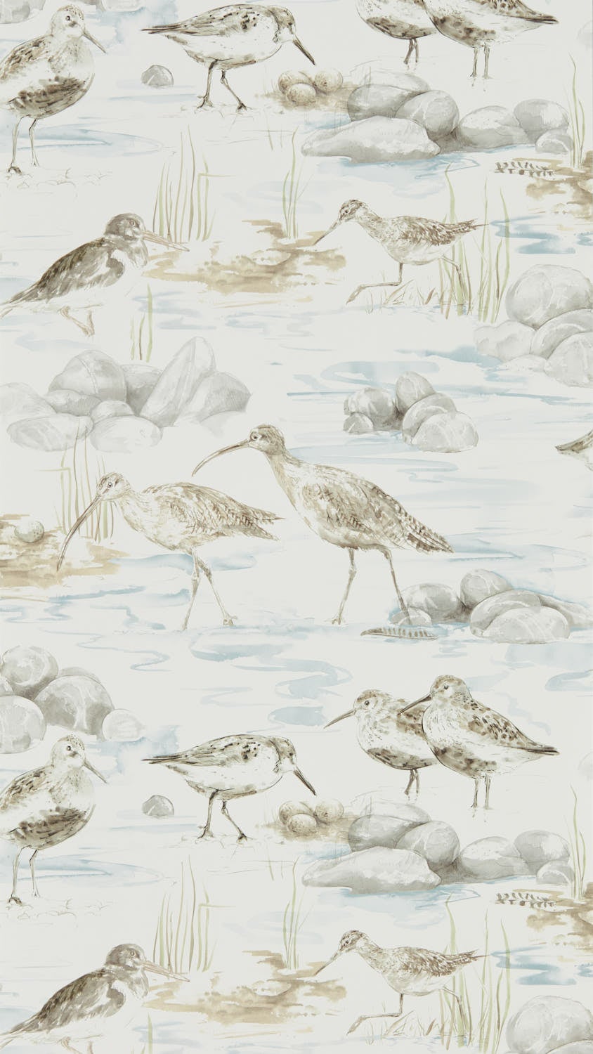 Sanderson - Estuary Birds Blue/Grey Embleton Bay Wallpapers