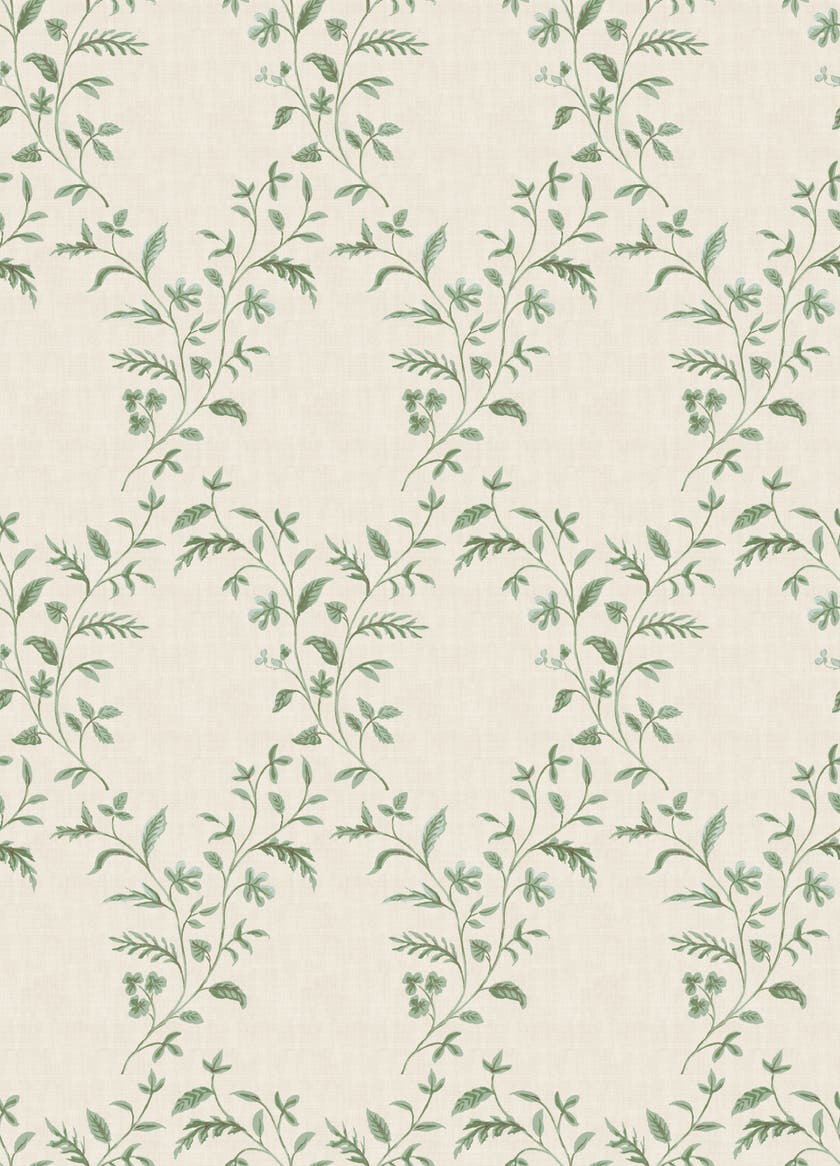 Nina Campbell - Hollingbourne Trellis Ivory Eucalyptus