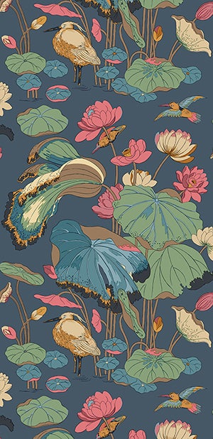 GP&J Baker - Original Nympheus Indigo Teal BW45123-4