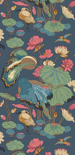 GP&J Baker - Original Nympheus Indigo Teal BW45123-4