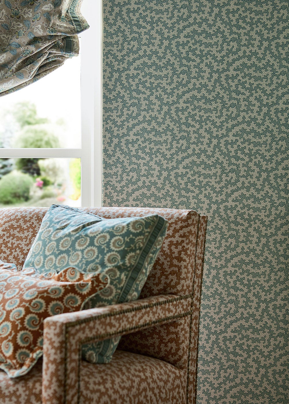 Sanderson - Truffle Blue Clay Arboretum Wallpapers