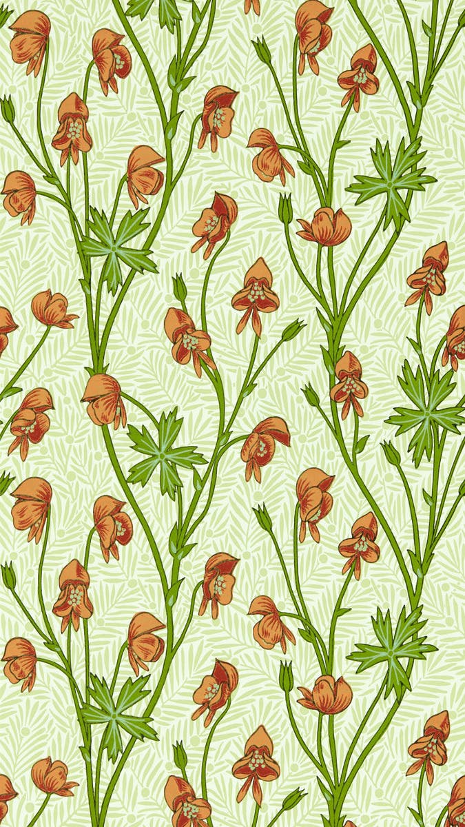 Monkshood Tangerine/Sage Bedford Park Wallpapers
