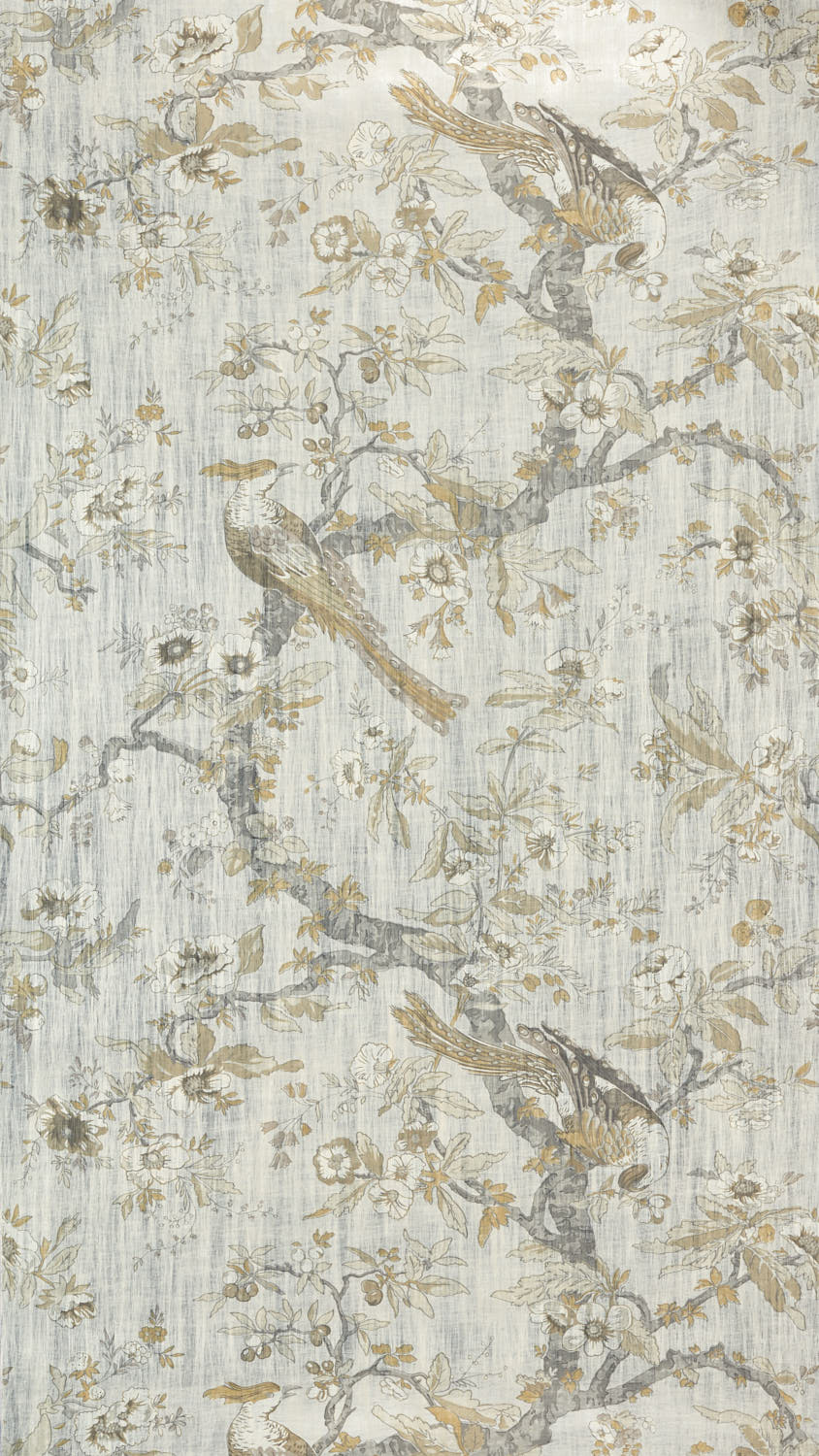 Zoffany - Chintz Lustre Quartz Grey Cotswolds Manor Wallpaper