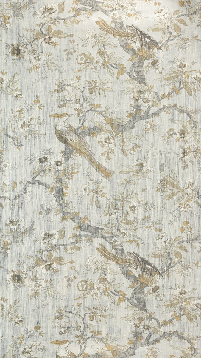 Zoffany - Chintz Lustre Quartz Grey Cotswolds Manor Wallpaper