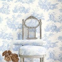 SCENE D'ÉTÉ BLEU PORCEL LES BELLES TOILES DE JOUY