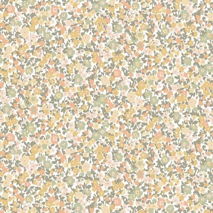 Casadeco - Pansy Kaki / Corail / Jau Flower Market