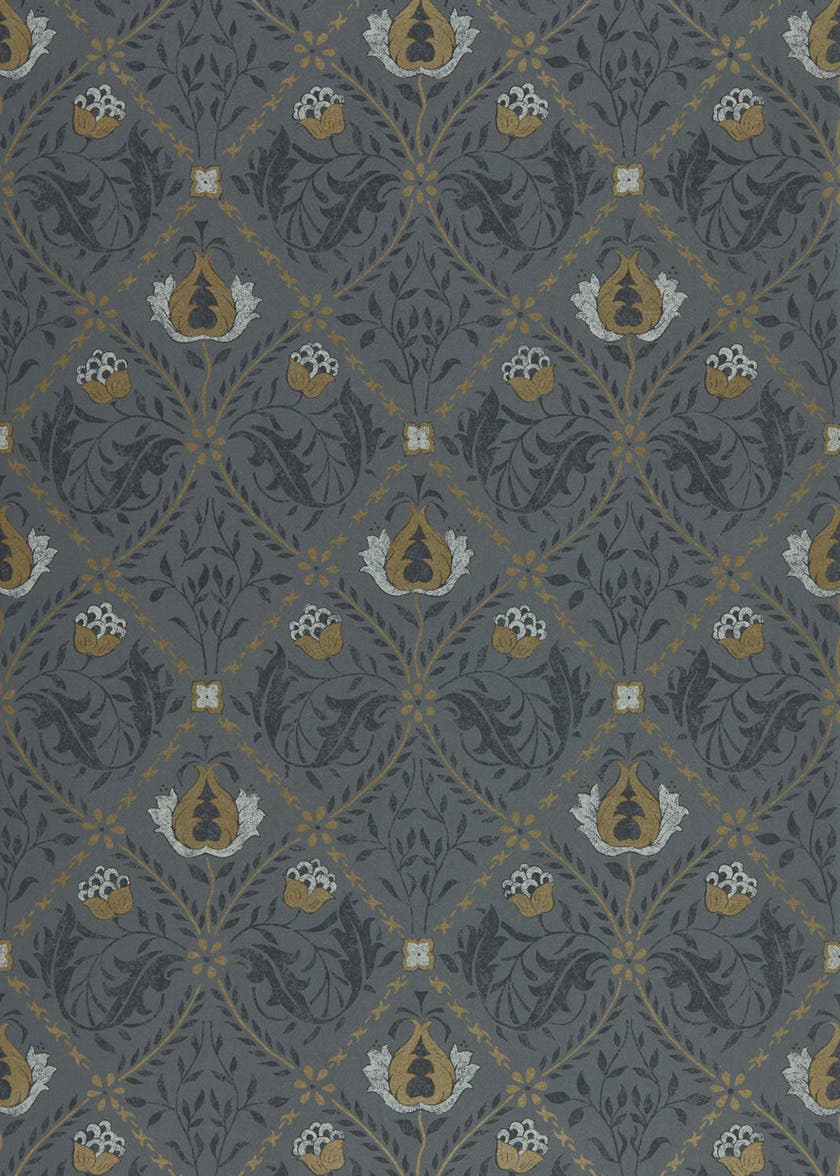 Pure Trellis Black Ink Pure Morris North Wallpap
