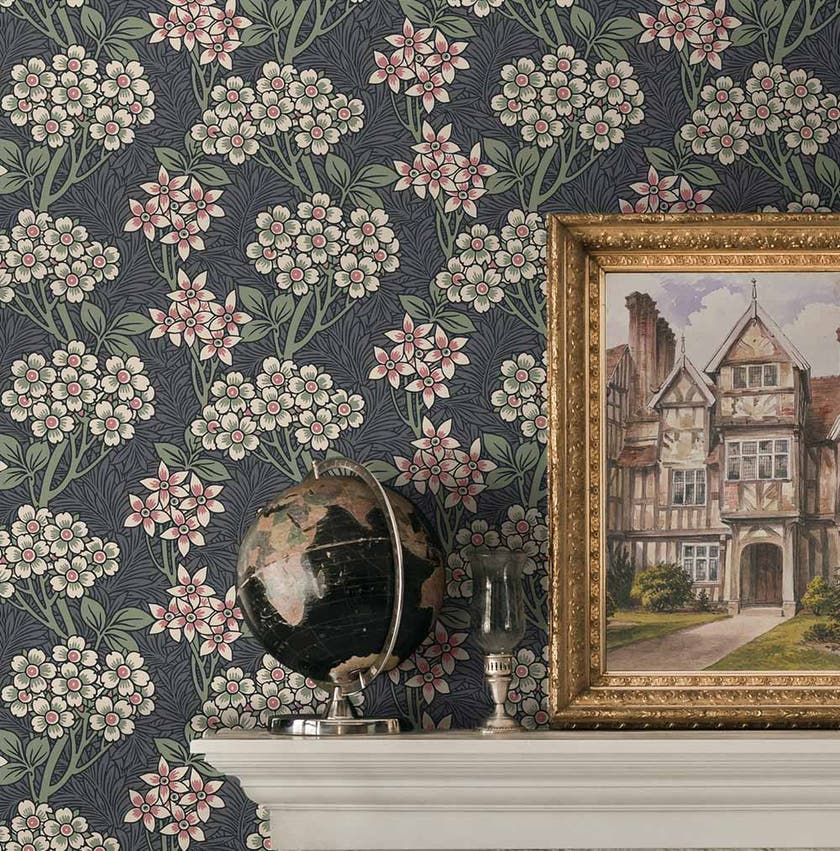 Carma - Peel & Stick Floral Vine Smoke & Laurel Green NW56110