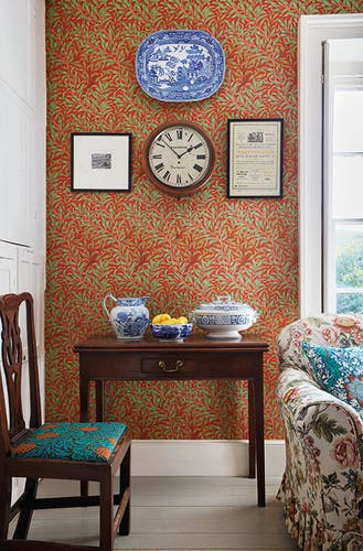Morris & Co - Willow Boughs Tomato/Oliv Queen Square Wallpapers