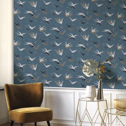 Casadeco - Swallow Bleu Orage Twenties