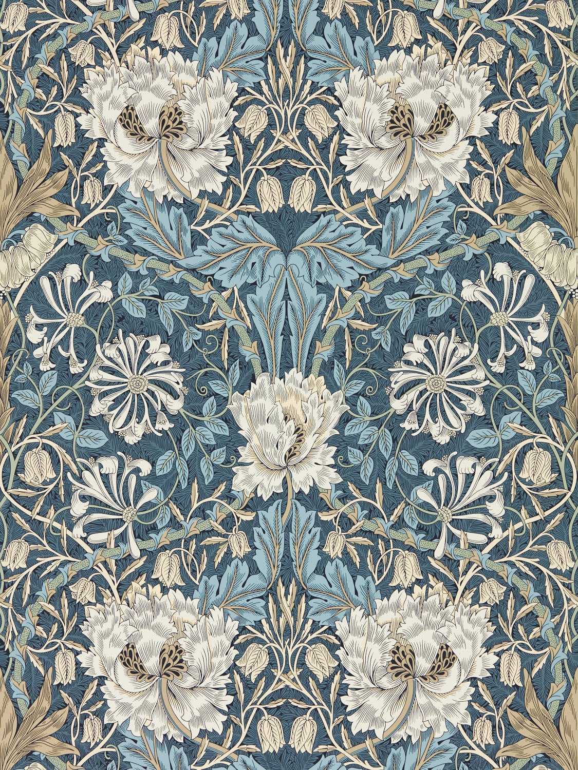 Morris & Co - Honeysuckle & Tulip Woad/ Morris and Friends Wallpa