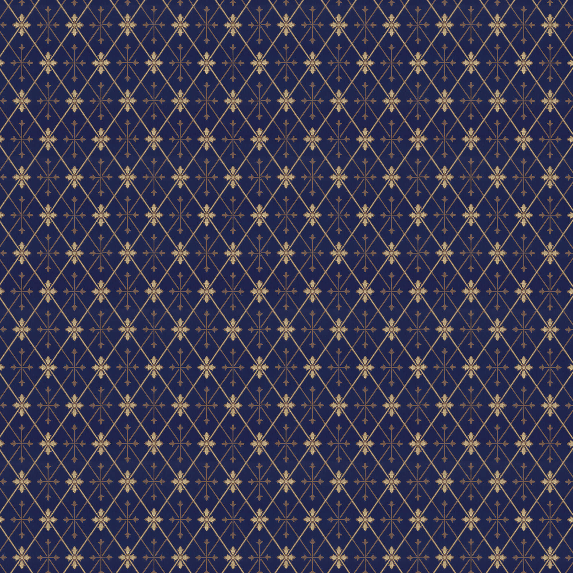 Lim & Handtryck - Skogshyddan - Blå/Guld x111-42