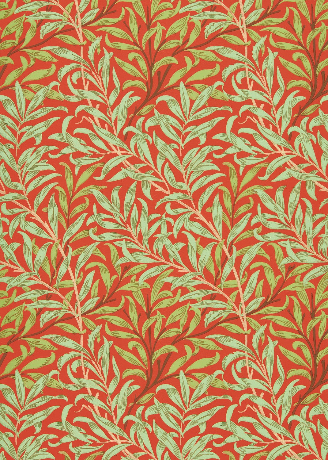 Morris & Co - Willow Boughs Tomato/Oliv Queen Square Wallpapers