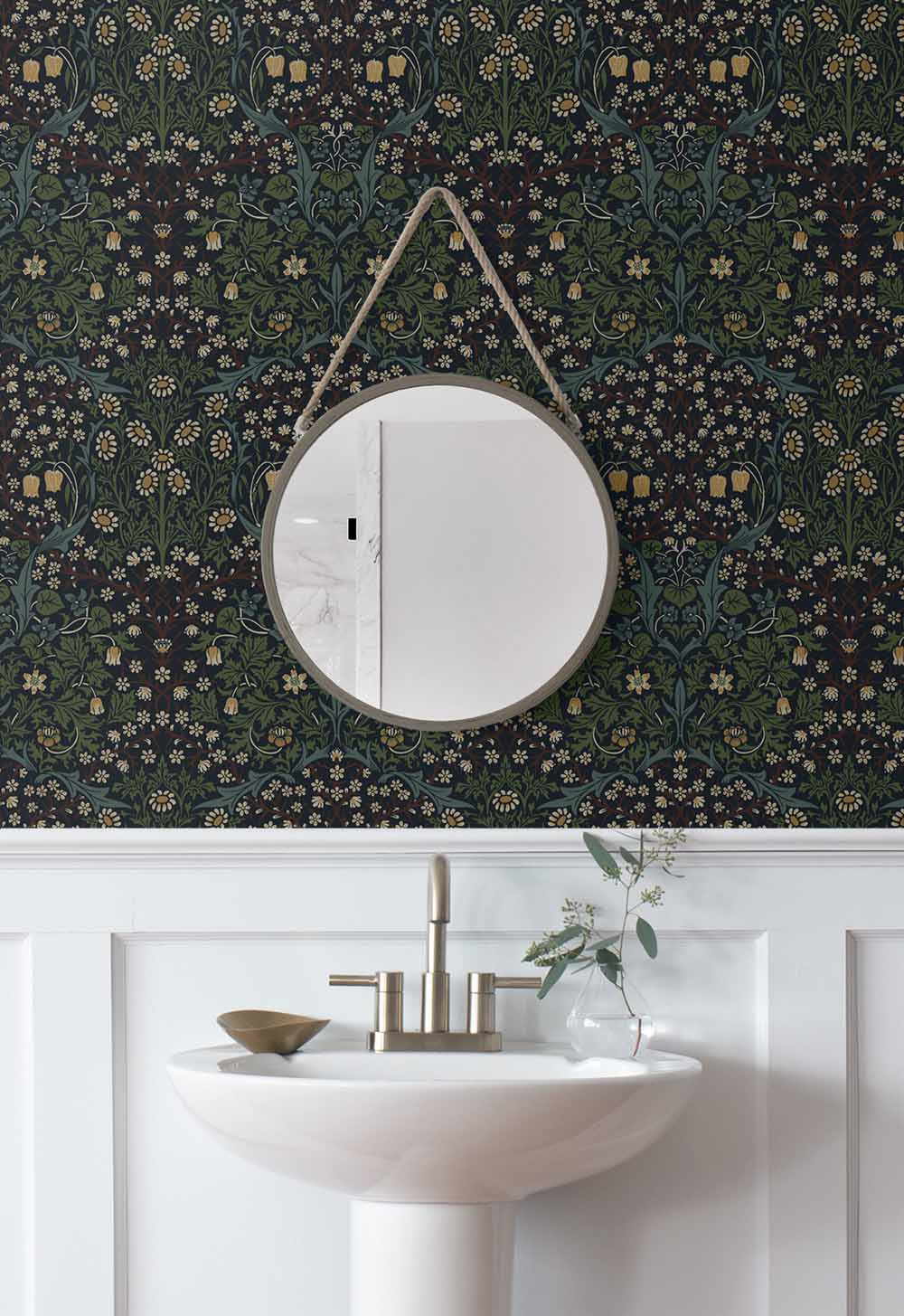 Carma - Peel & Stick Victorian Garden Midnight Blue & Evergreen