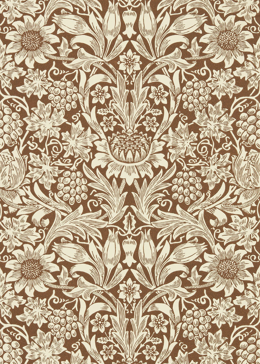 Morris & Co - Sunflower Chocolate/Cream Queen Square Wallpapers
