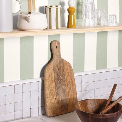 Caselio - Linen Lines Vert Amande Basics