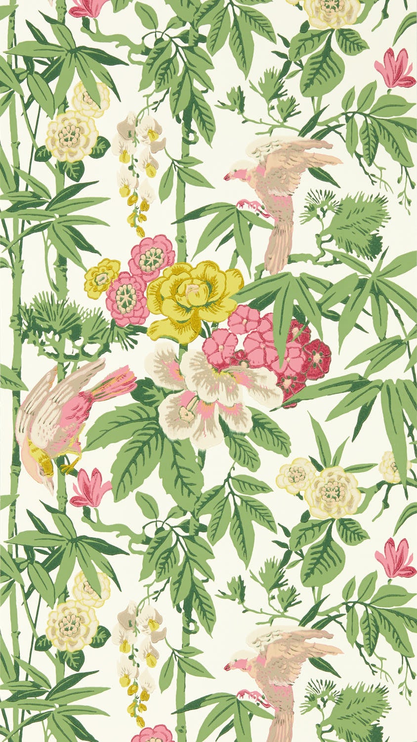 Sanderson - Bamboo & Birds Scallion G Water Garden Wallpapers