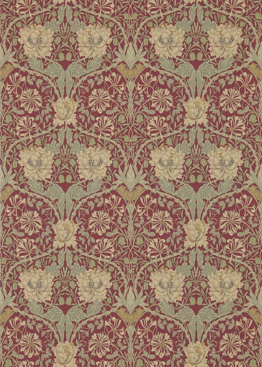 Morris & Co - Honeysuckle & Tulip Red/G Morris and Friends Wallpa