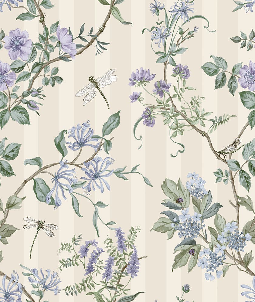 Intrade - Camberley Neutral Blue Tales of the Manor Tapet