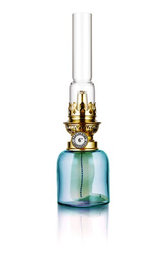 Koholmen Fotogenljusstake 24 cm - Akvamarin / Mässing