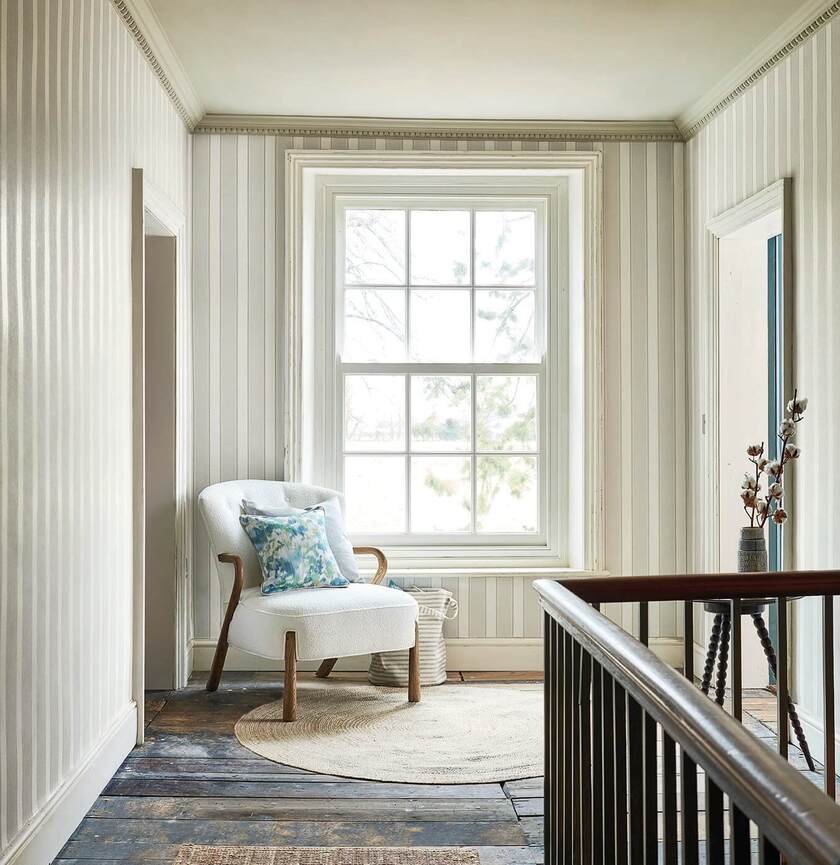 Sonning Stripe Silver Gre Littlemore Wallpapers