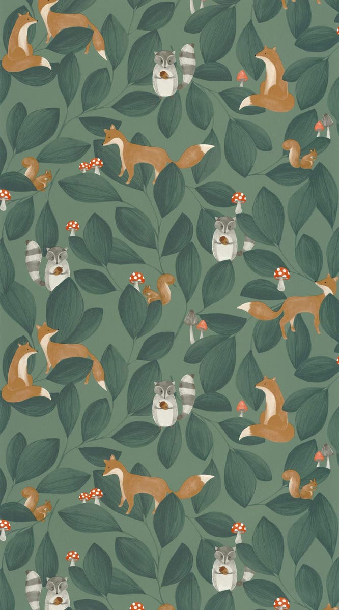 Casadeco - Woodland Friends Vert For Once Upon A Time