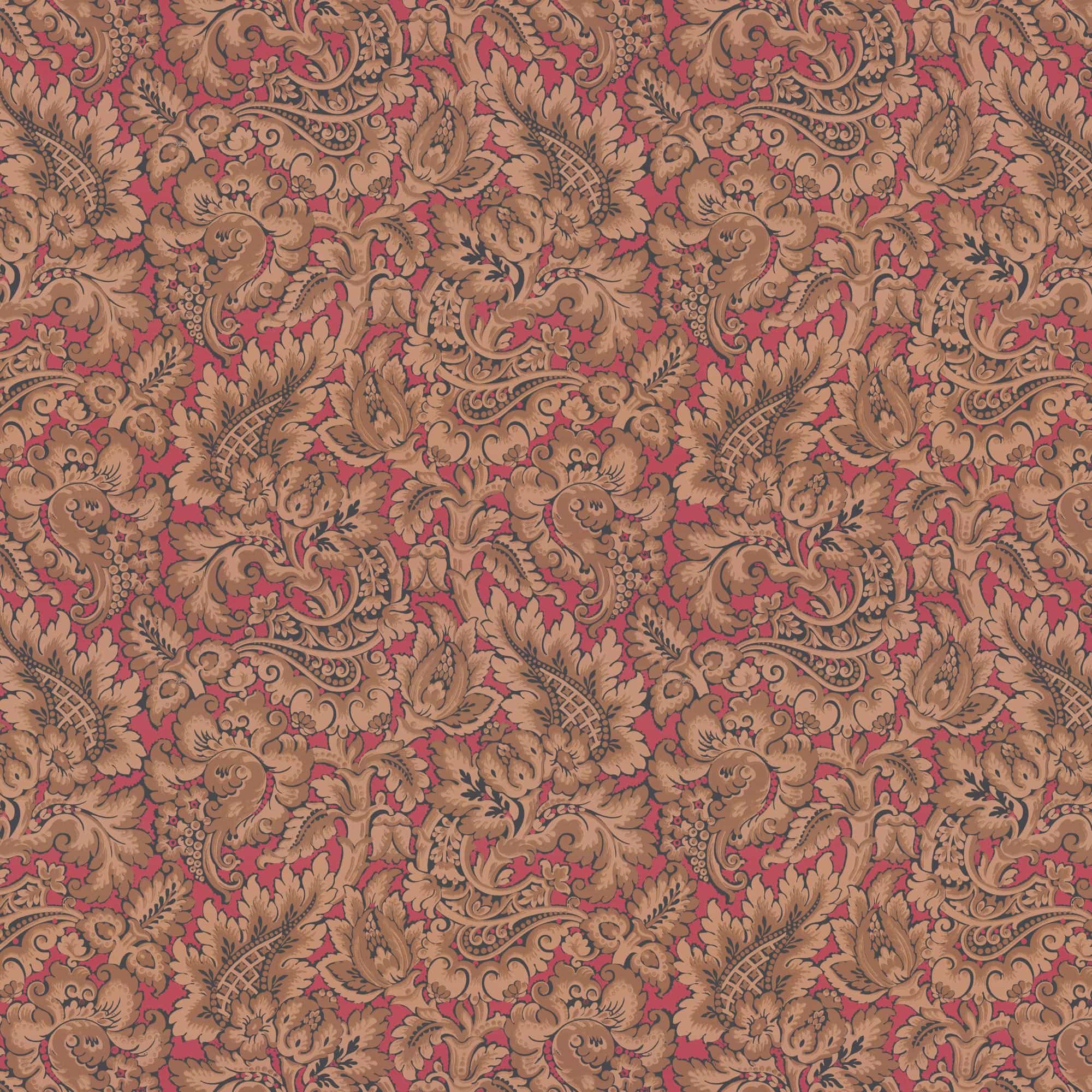 Lim & Handtryck - Kashmir - Brun/Röd x135-32