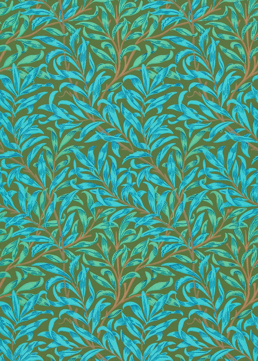 Willow Boughs Olive/Turqu Queen Square Wallpapers
