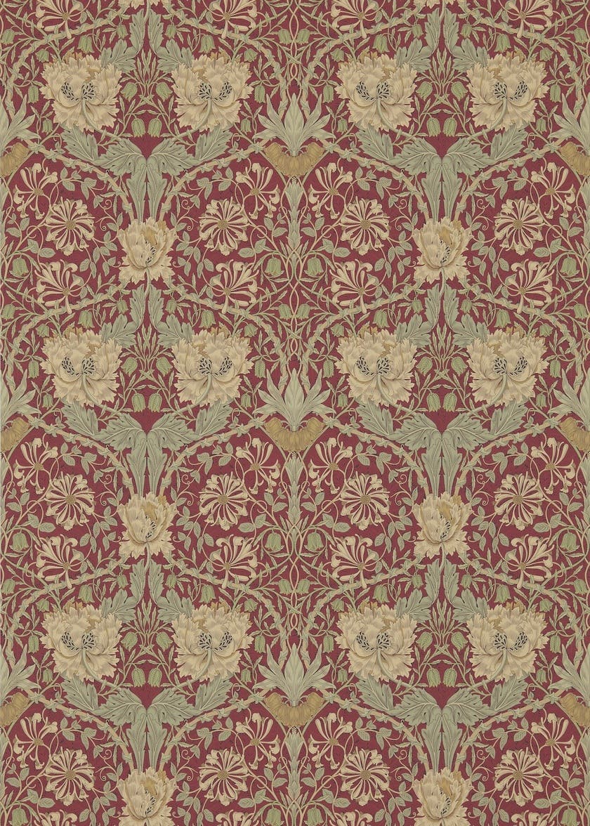 Honeysuckle & Tulip Red/G Morris and Friends Wallpa