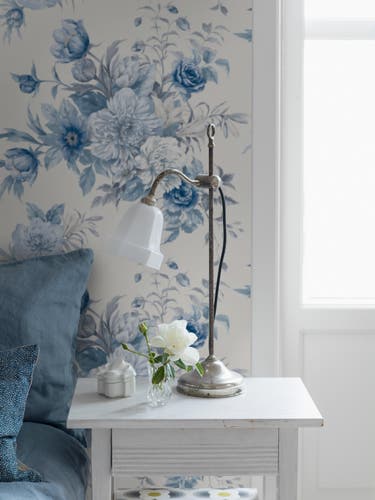 Boråstapeter - Floral Charm - Blue & White