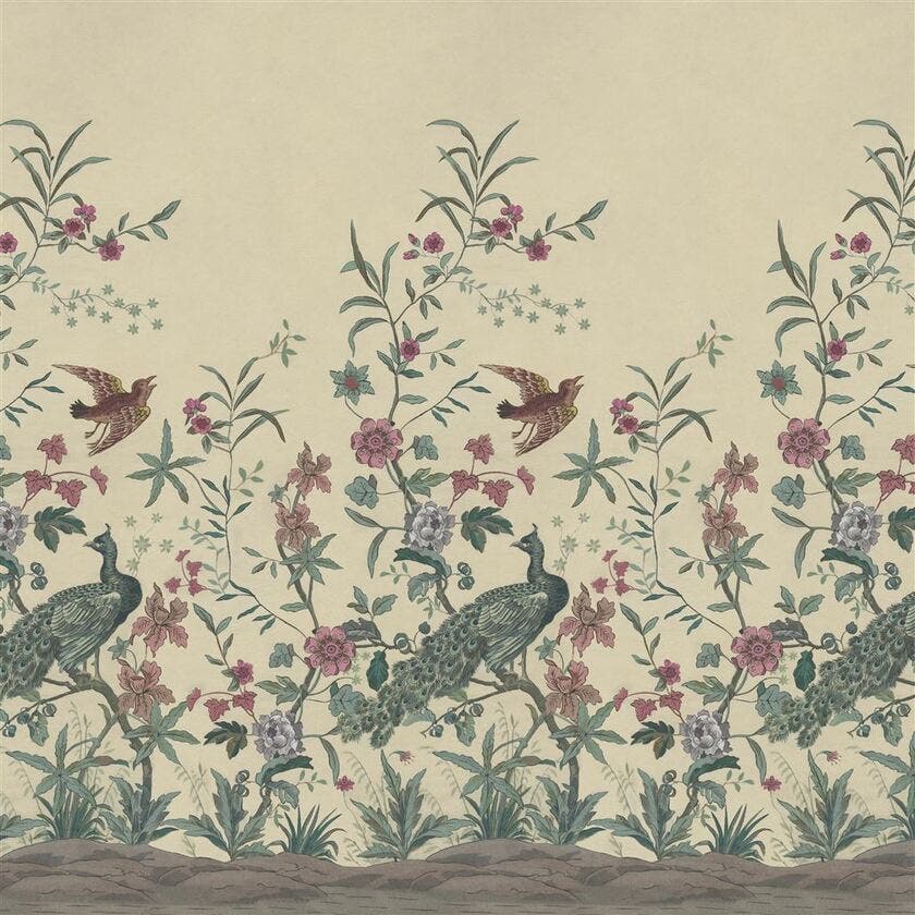 Peacock Toile Scene 3 Picture Book Wallpapers I
