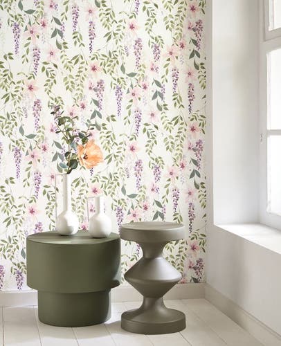 Casadeco - Wisteria Violet / Vert Ga Soliflore